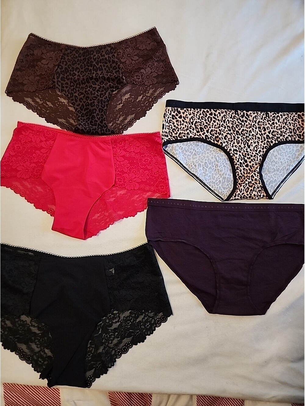 New 5 PACK Victoria’s Secret  Cheeky/cheeky Lace Panties Underwear Women Size LG